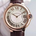 Replica Cartier Ballon Bleu Rose Gold Gold Markers & White Dial Swiss 2836-2