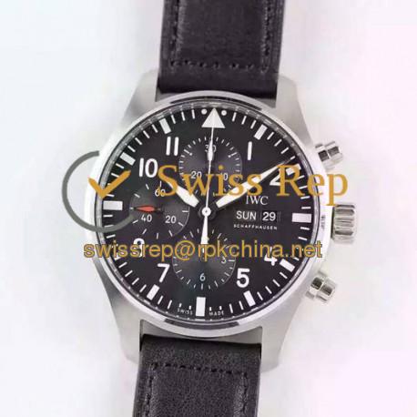 Replica IWC Pilot Chronograph IW377709 Stainless Steel Black Dial Swiss 7750