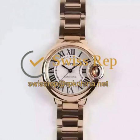 Replica Cartier Ballon Bleu Ladies W6920096 Rose Gold Silver Dial Swiss 2671