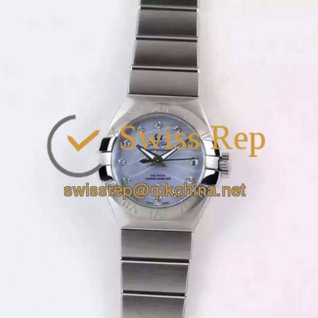 Replica Omega Constellation Double Eagle Lady 27MM Stainless Steel Blue Dial Swiss 8520