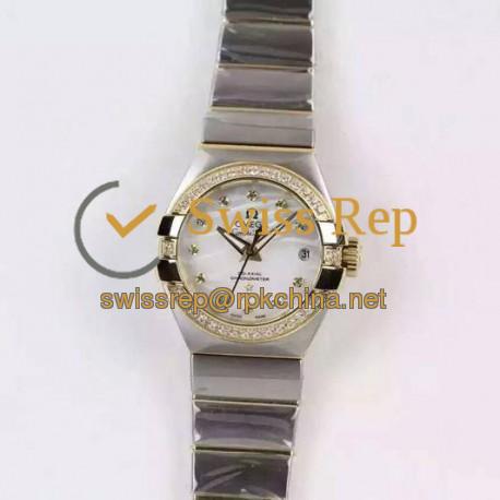 Replica Omega Constellation Double Eagle Lady 27MM Stainless Steel & Yellow Gold White Dial Swiss 8520