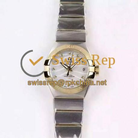 Replica Omega Constellation Double Eagle Lady 27MM Stainless Steel & Yellow Gold White Dial Swiss 8520