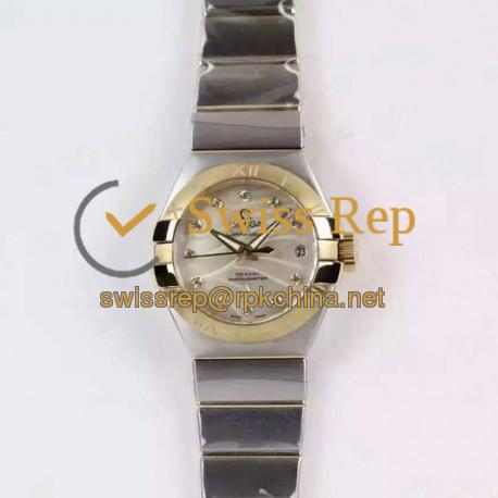 Replica Omega Constellation Double Eagle Lady 27MM Stainless Steel & Yellow Gold Gold Dial Swiss 8520