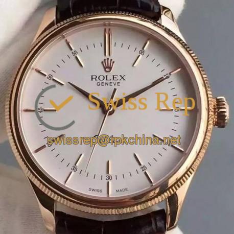 Replica Rolex Cellini Time 50505 Rose Gold White Dial Swiss 2824-2