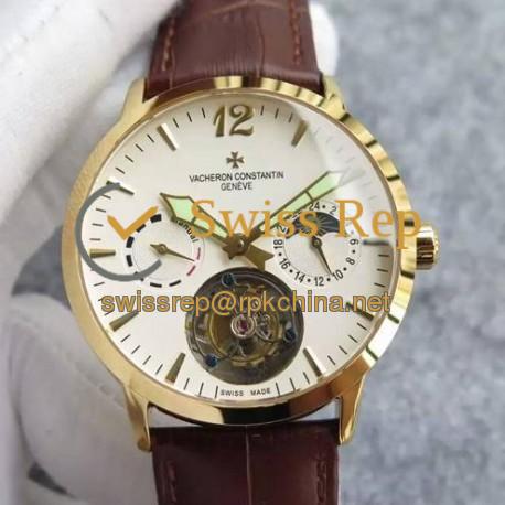 Replica Vacheron Constantin Malte Tourbillon RG White Dial on Black Leather Strap