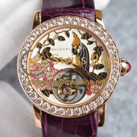 Replica Bvlgari Il Giardino Tropicale Rose Gold & Diamonds Parrot Dial Swiss Tourbillon