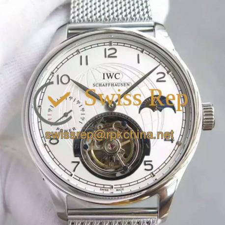 Replica IWC Portuguese Regulateur Tourbillon Stainless Steel White Dial Swiss Tourbillon