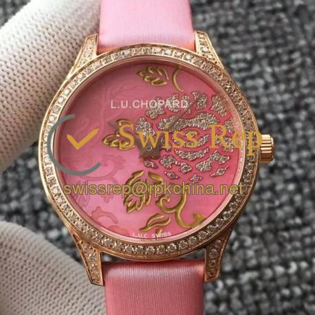 Replica Chopard L.U.C XP Esprit de Fleurier Peony Rose Gold & Diamonds Pink Dial Swiss L.U.C 96.23-L