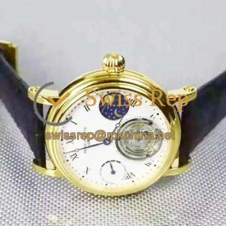 Replica Patek Philippe Grand Complication Tourbillon 18K Yellow Gold Plated White Dial Swiss Tourbillon