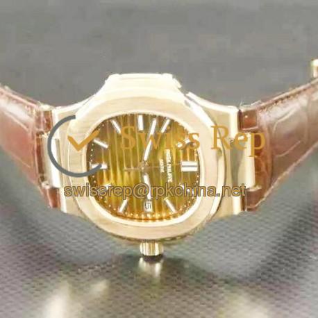 Replica Patek Philippe Nautilus Jumbo 5711R 24K Rose Gold Plated Gray Dial Swiss 324SC