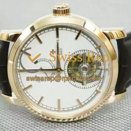 Replica Vacheron Constantin Patrimony Tourbillon 24K Rose Gold Plated White Dial Swiss Tourbillon