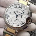 Replica Cartier Ballon Bleu Chronograph Stainless Steel & Diamonds White Dial Swiss 7750