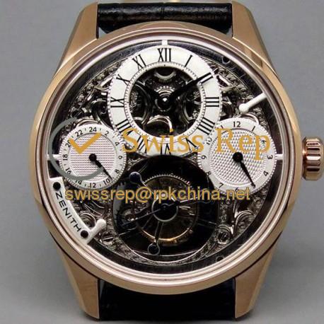 Replica Zenith EP Calender Skeleton Tourbillon RG/LE White Fly Tourbillon