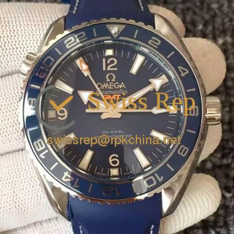 Replica Omega Seamaster Planet Ocean GMT Stainless Steel Blue Dial Swiss 8605