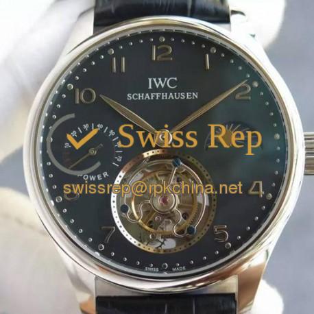 Replica IWC Portuguese Regulateur Tourbillon Stainless Steel Black Dial Swiss Tourbillon