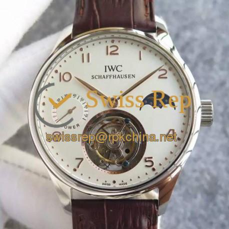 Replica IWC Portuguese Regulateur Tourbillon Stainless Steel White Dial Gold Markers Swiss Tourbillon