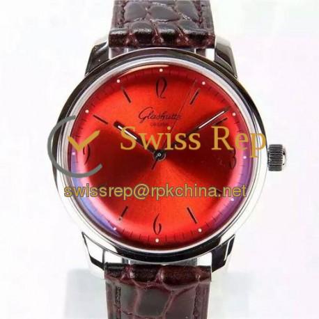 Replica Glashutte Senator Sixties Stainless Steel Red Dial Swiss Caliber 39-52