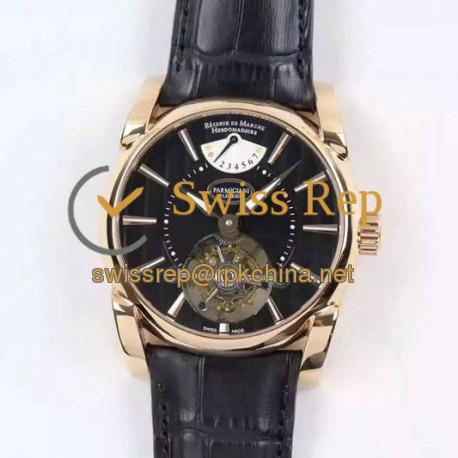 Replica Parmigiani Fleurier Tonda Tourbillon Rose Gold Black Dial Swiss Tourbillon