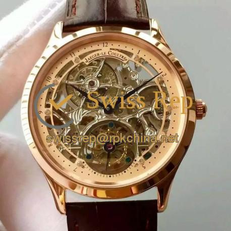 Replica Jaeger-LeCoultre Master Ultra Thin Tourbillon Rose Gold Gold & Skeleton Dial Swiss Tourbillon