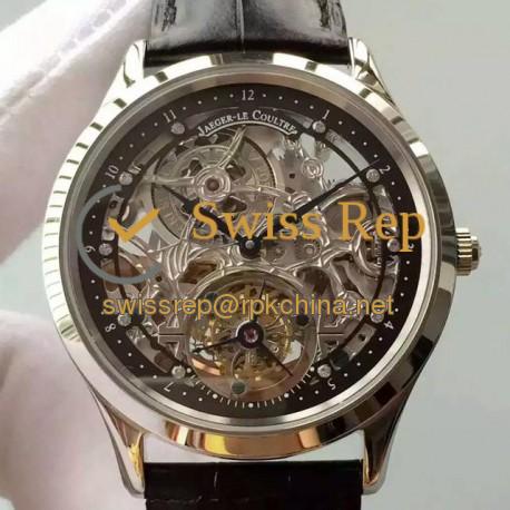 Replica Jaeger-LeCoultre Master Ultra Thin Tourbillon Stainless Steel Black & Skeleton Dial Swiss Tourbillon