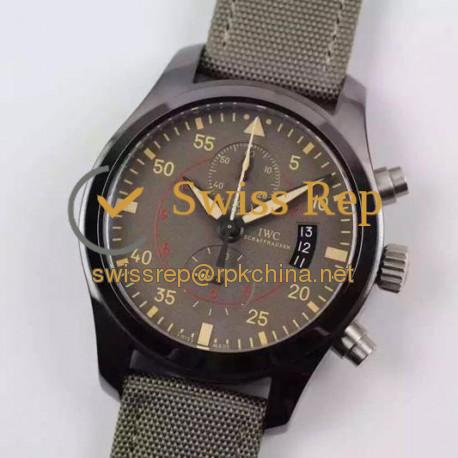 Replica IWC Pilot IWC388002 Chronograph PVD Green Dial Swiss 7750