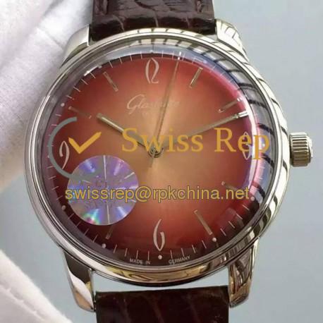 Replica Glashutte Senator Sixties Stainless Steel Red Dial Swiss Caliber 39-52