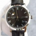 Replica Glashutte Senator Panorama Date Moon Phase Stainless Steel Black Dial Swiss 100-04