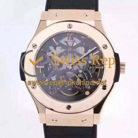 Replica Hublot Classic Fusion Prototype Rose Gold Black Skeleton Dial Swiss Skeleton