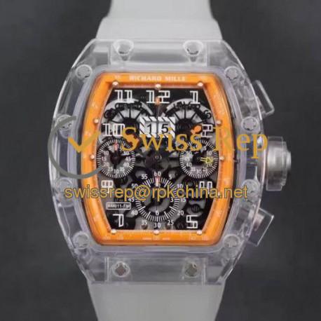 Replica Richard Mille RM011-FM Shappire Orange & Skeleton Dial Swiss 7750