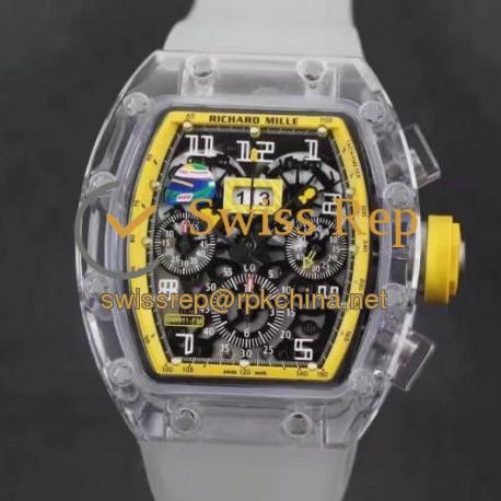 Replica Richard Mille RM011-FM Shappire Yellow & Skeleton Dial Swiss 7750