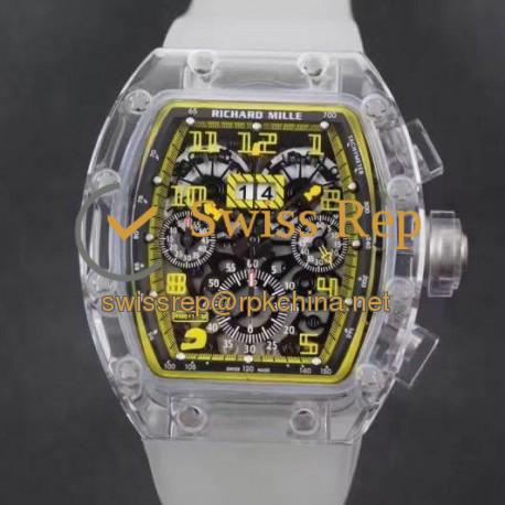 Replica Richard Mille RM011-FM Shappire Black & Yellow Skeleton Dial Swiss 7750