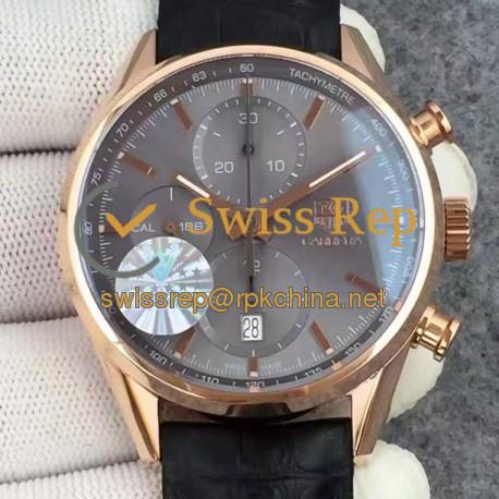 Replica Tag Heuer Carrera Calibre 1887 Rose Gold  Gray Dial Swiss 1887