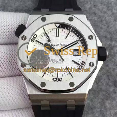 Replica Audemars Piguet Royal Oak Offshore Diver 15710 Stainless Steel White Dial Swiss 3120