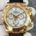 Replica Rolex Daytona Cosmograph 116518 JH Yellow Gold Diamonds & Pearl Dial Swiss 4130 Run 6@SEC