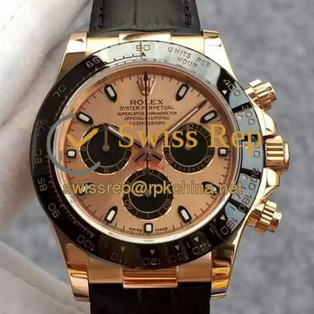 Replica Rolex Daytona Cosmograph 116515 JH Rose Gold Gold & Black Dial Swiss 4130 Run 6@SEC