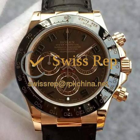 Replica Rolex Daytona Cosmograph 116515LN JH Rose Gold Brown Dial Swiss 4130 Run 6@SEC