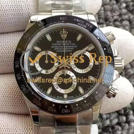 Replica Rolex Daytona Cosmograph 116500LN JH Stainless Steel Black Dial Swiss 4130 Run 6@SEC