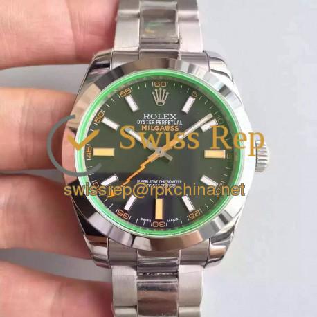 Replica Rolex Milgauss 116400GV JF Stainless Steel Black Dial Swiss 2836-2