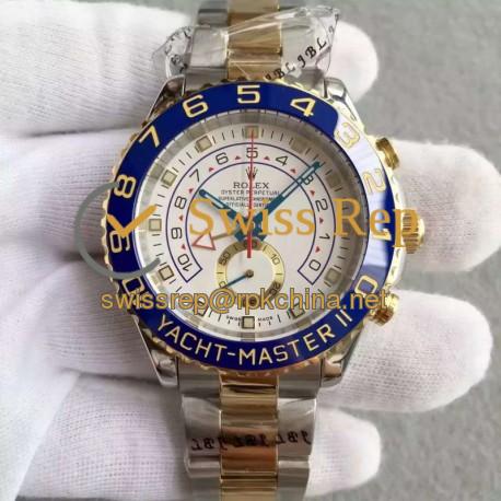 Replica Rolex Yacht-Master II 116681 V5 Stainless Steel & Yellow Gold White Dial Swiss 7750