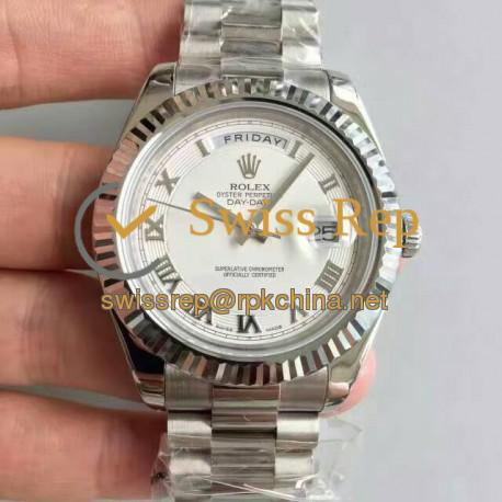 Replica Rolex Day-Date II 218239 41MM V6 Stainless Steel White Dial Swiss 2836-2