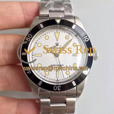 Replica Rolex Submariner 6538 Big Crown LF Stainless Steel White Dial Swiss 2836-2