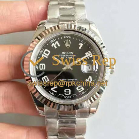 Replica Rolex Datejust II 116334 41MM NF Stainless Steel Black Dial Swiss 2836-2