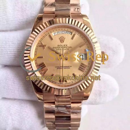 Replica Rolex Day-Date 40 228235 40MM KW Rose Gold Gold Dial Swiss 3255