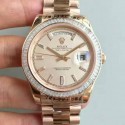 Replica Rolex Day-Date 40 228235 40MM KW Rose Gold & Diamonds Cream Dial Swiss 3255