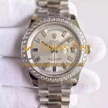 Replica Rolex Day-Date 40 228349RBR 40MM KW Stainless Steel & Diamonds Sundust Dial Swiss 3255