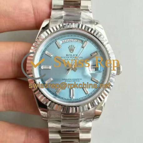 Replica Rolex Day-Date 40 228239 40MM KW Stainless Steel Blue Dial Swiss 3255