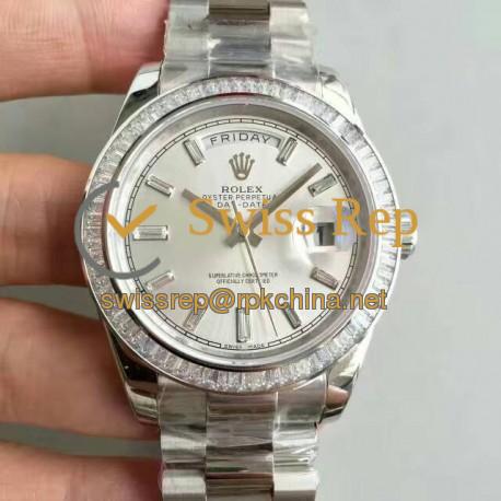 Replica Rolex Day-Date 40 228396TBR 40MM KW Stainless Steel & Diamonds Sundust Dial Swiss 3255