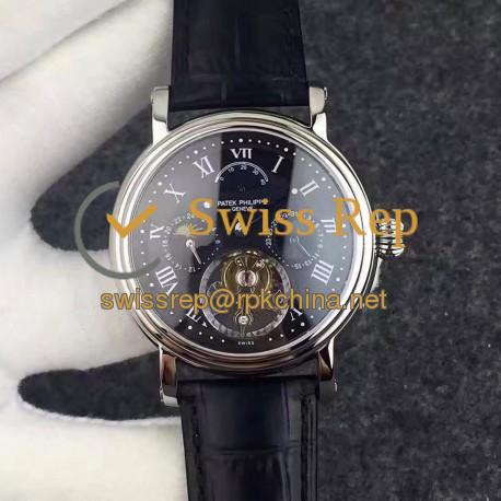 Replica Patek Philippe Grand Complication Tourbillon Stainless Steel Black Dial Swiss Tourbillon