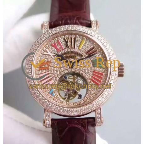 Replica Franck Muller Color Dreams Tourbillon Imperial Rose Gold & Diamonds Diamonds Dial Swiss Tourbillon