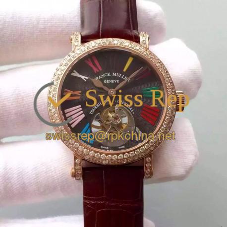 Replica Franck Muller Color Dreams Tourbillon Imperial Rose Gold & Diamonds Anthracite Dial Swiss Tourbillon